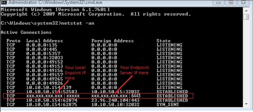 Agent Troubleshooting – Checking netstat -an.